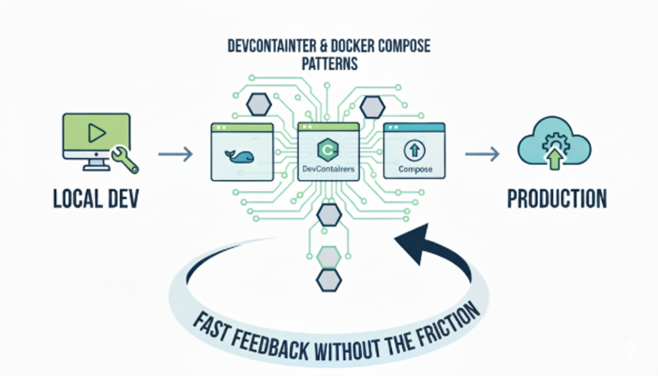 doodle image showing local dev-container parity